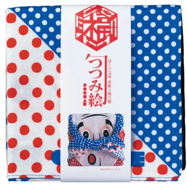 風呂敷 岡龜 & Hyottoko Faces 小號棉質裹布 48 厘米