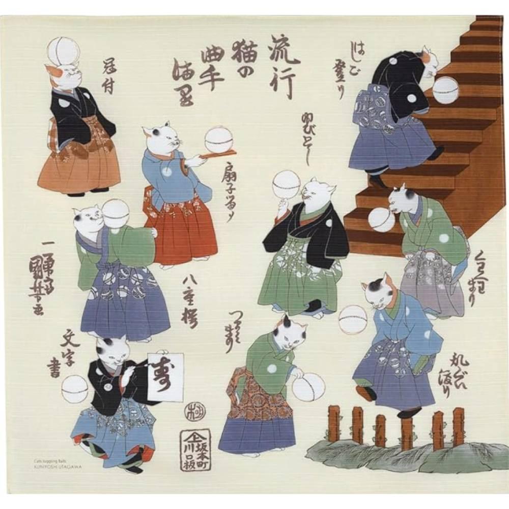 風呂敷浮世繪獨特貓設計多功能包裹布 48 厘米