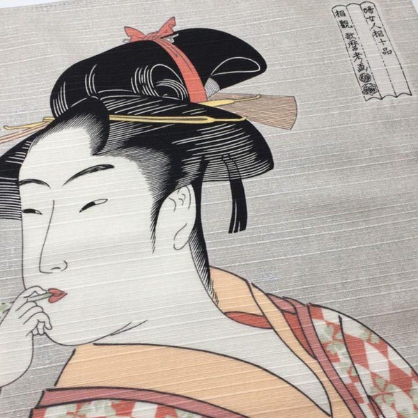 包袱皮女人吹玻璃管浮世繪藝術包裹布 70x70 厘米