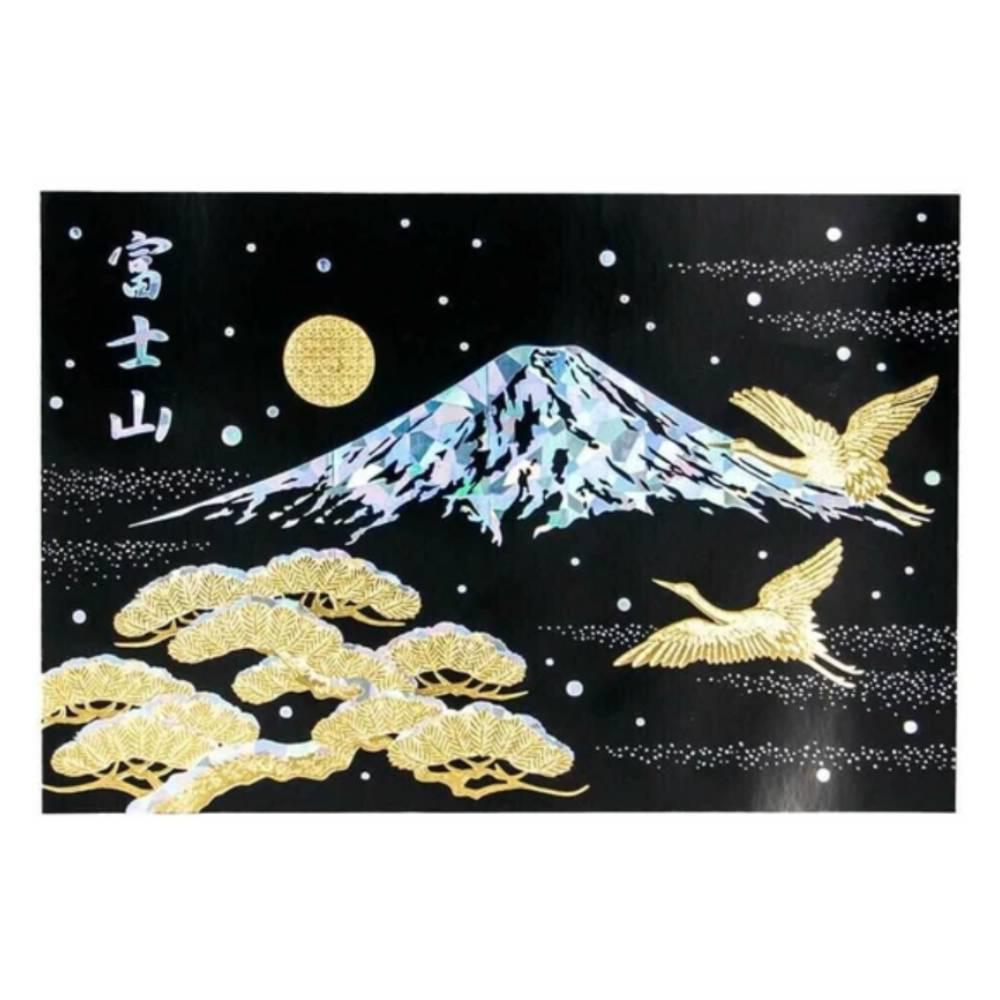 金箔郵票明信片冬季白雪皚皚的富士山