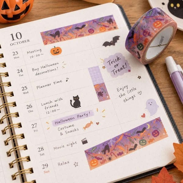 萬聖節裝飾遮蔽膠帶 Washi Tape 萬聖節之夜設計
