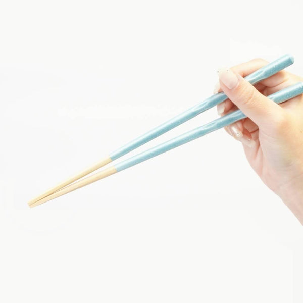 手工木筷易握專利防滑藍色23cm