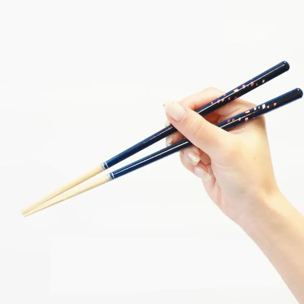 手工木筷防滑藍花23厘米