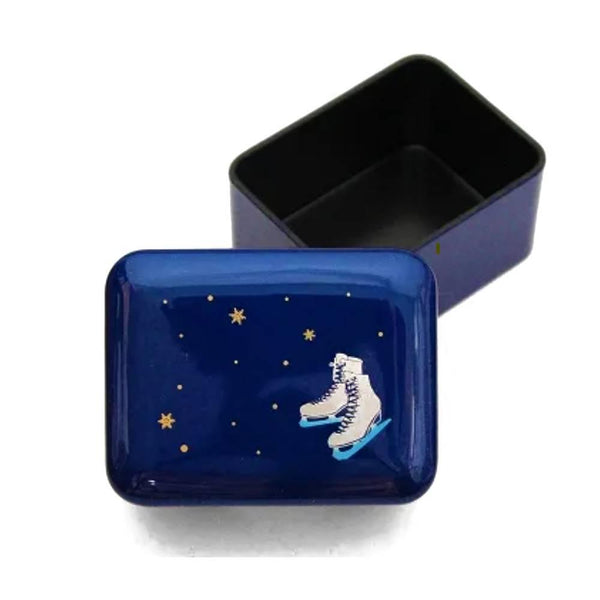 靛藍色漆小盒溜冰鞋和星星設計