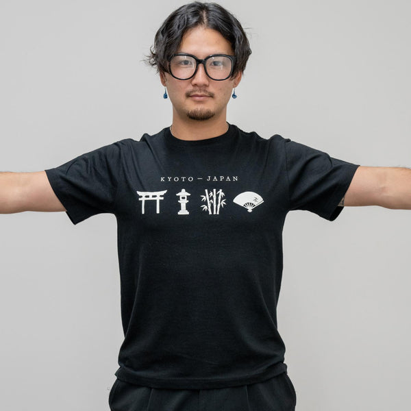 J Taste 京都圖案 T 卹 傳統日本圖案 T 卹 黑色