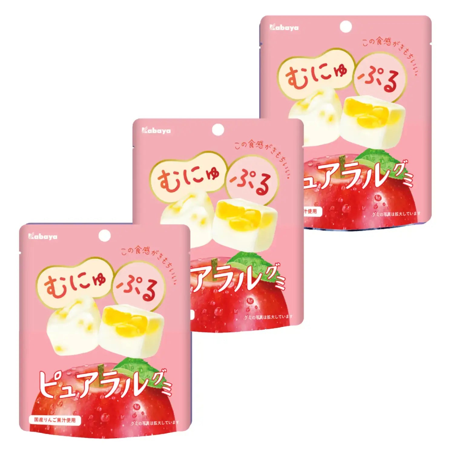 Kabaya Pureral 軟糖軟蘋果軟糖 58 克（3 包）