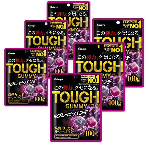 Kabaya Tough Gummy Alpha & Beta 葡萄耐嚼軟糖 100 克（6 包）