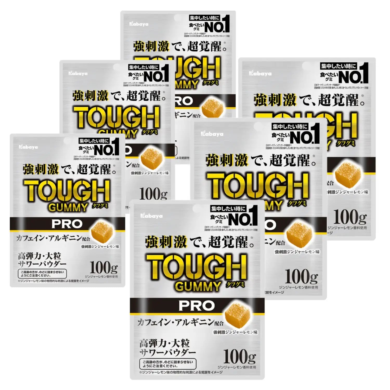 Kabaya Tough Gummy PRO 咖啡因薑檸檬口味 100 克（6 包）