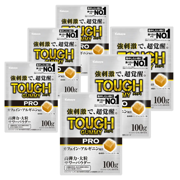 Kabaya Tough Gummy PRO 咖啡因薑檸檬口味 100 克（6 包）