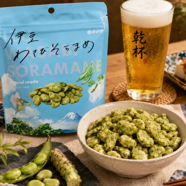 Kameya 芥末 Soramame 正宗芥末塗層脆蠶豆 50 克（3 包）