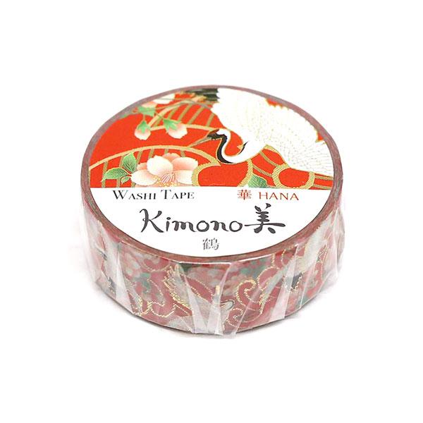 Kamiiso 和服紙膠帶 花鶴圖案遮蔽膠帶