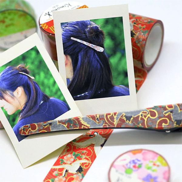 Kamiiso 和服紙膠帶 花鶴圖案遮蔽膠帶