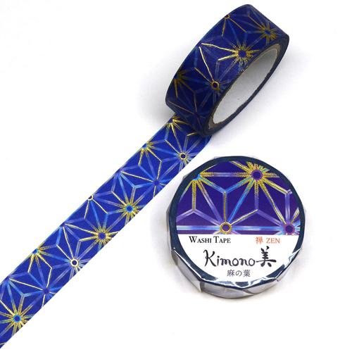 Kamiiso 和服和紙膠帶 麻葉圖案遮蔽膠帶