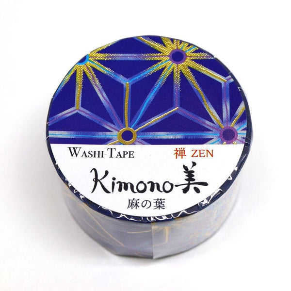 Kamiiso 和服和紙膠帶 麻葉圖案遮蔽膠帶