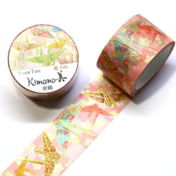 Kamiiso 和服和紙膠帶 摺紙鶴圖案遮蔽膠帶
