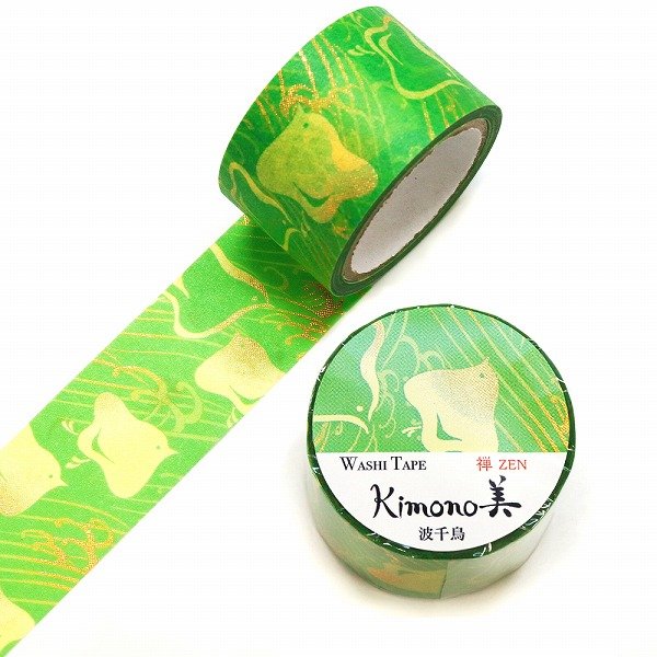 Kamiiso Kimono Washi Tape Zen Wave Chidori 圖案遮蔽膠帶