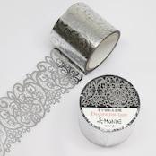 Kamiiso Monde 紙膠帶 銀箔蕾絲花卉圖案透明膠帶 35 毫米
