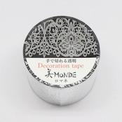 Kamiiso Monde 紙膠帶 銀箔蕾絲花卉圖案透明膠帶 35 毫米