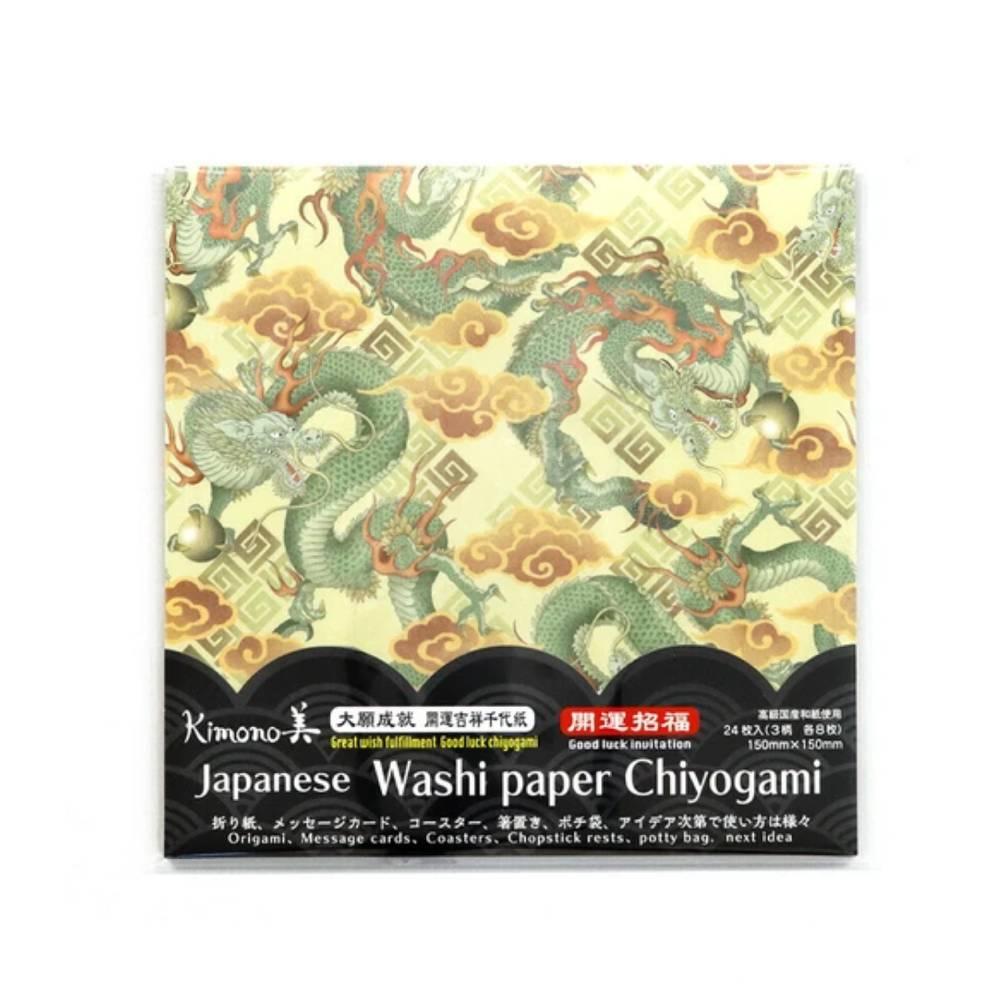 神磯和紙幸運龍圖案千代神摺紙 24 克拉
