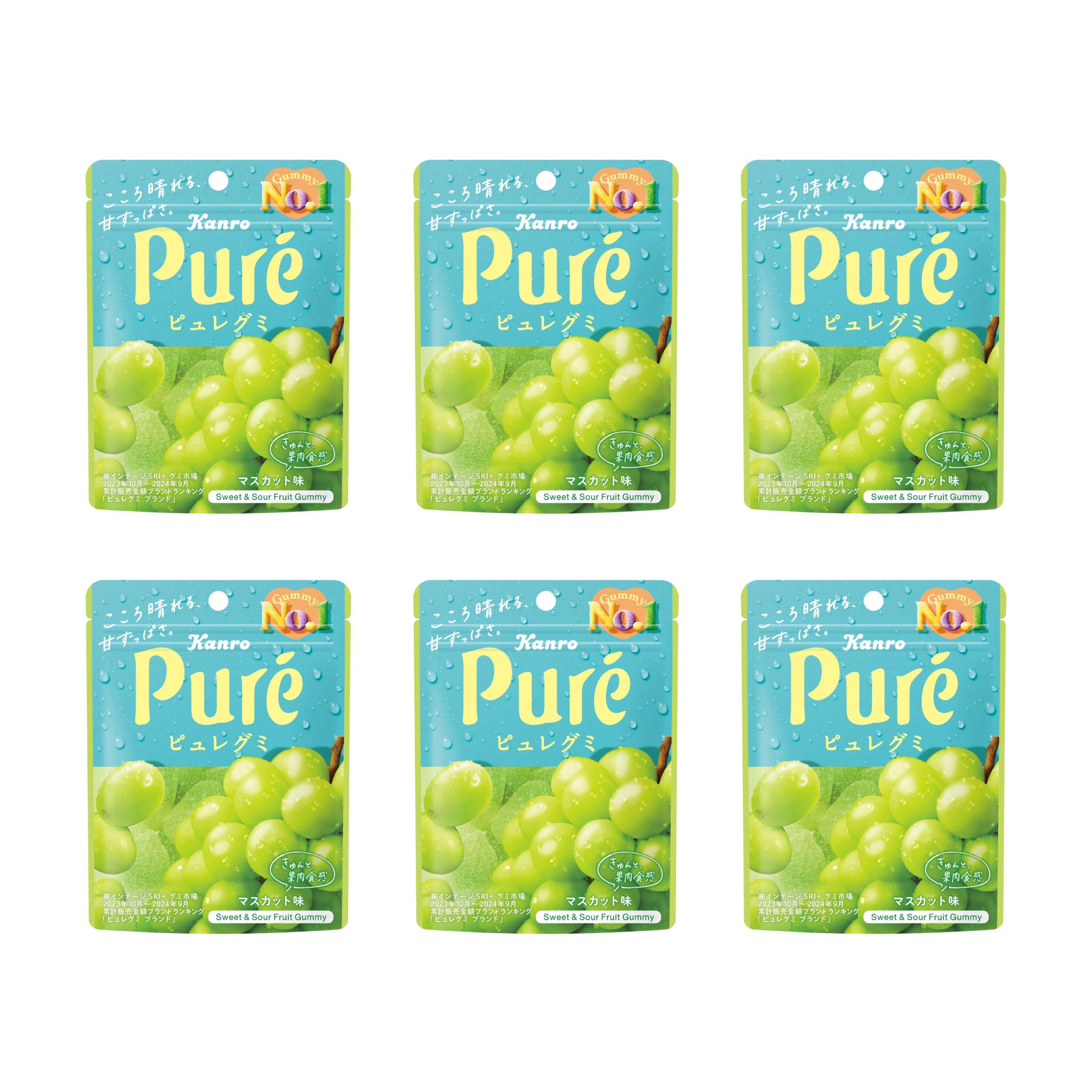Kanro Pure Gummy 多汁酸軟糖 麝香葡萄味（6 包）