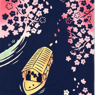 Kenema Tenugui 夜櫻花日本傳統手染布