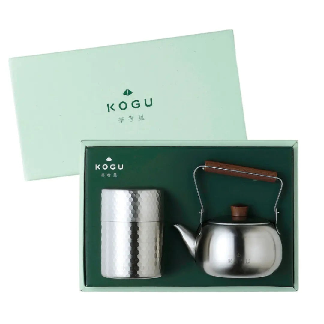 Kogu 茶沖泡套裝不鏽鋼茶壺和罐禮品套裝
