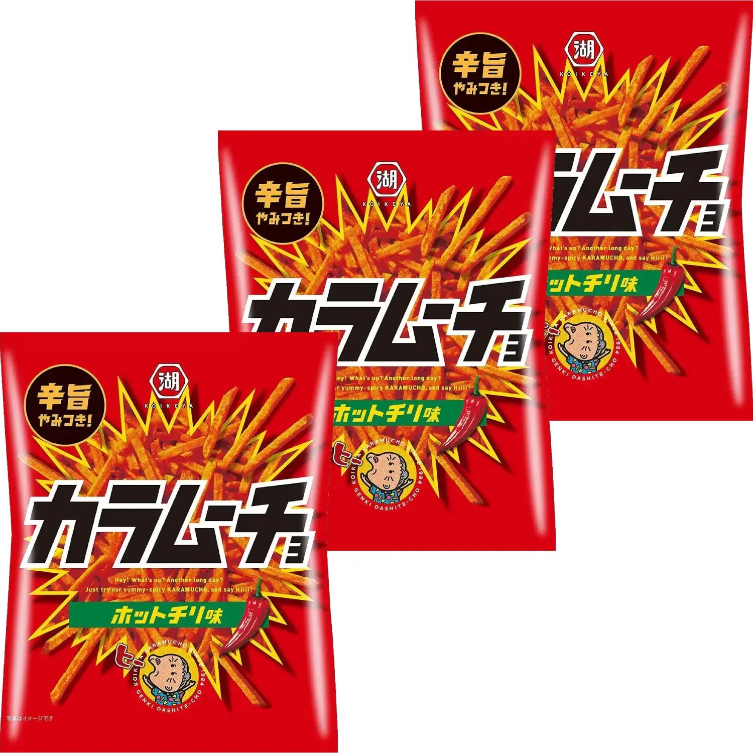 Koikeya Karamucho 辣椒辣味薯條 90g (3袋裝)