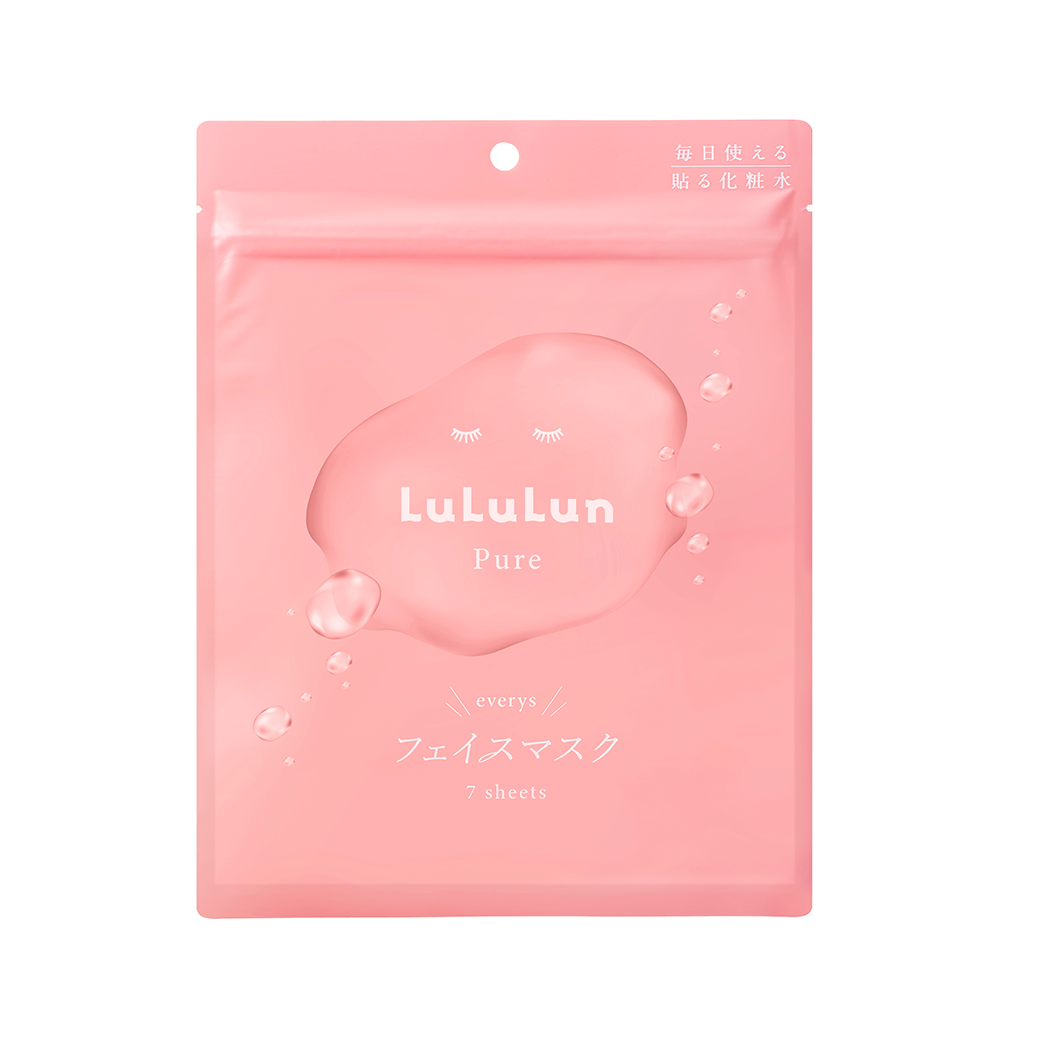 Lululun 純粉紅色日常面膜適合乾性肌膚 7 片