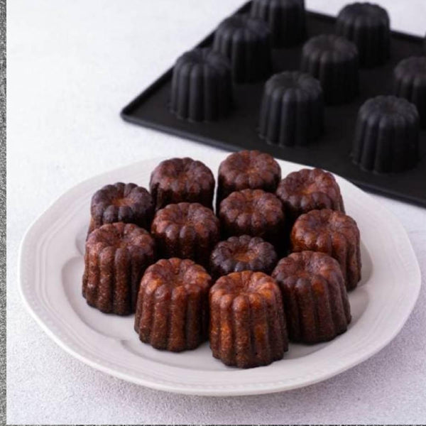 Matsunaga 不沾加氟龍塗層 Canelé 烘焙模具托盤 12 杯