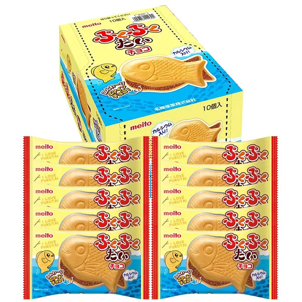 Meito Pukupuku Tai Taiyaki 巧克力夾心魚形最中威化餅（10 片裝）
