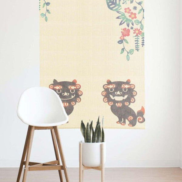 Narumi Noren 蕾絲 Shisa 沖繩獅子狗日式門口窗簾