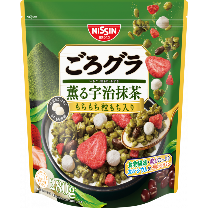 Nissin Gorogura 宇治抹茶格蘭諾拉麥片配草莓和麻糬 280g