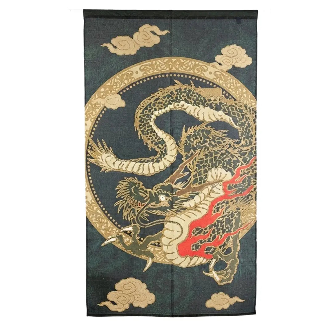 門簾金色編織門口窗簾日本飛龍設計 85x150 厘米