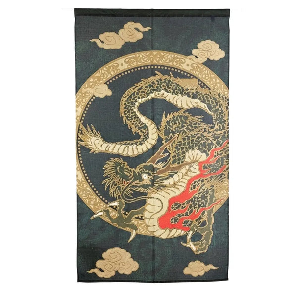 門簾金色編織門口窗簾日本飛龍設計 85x150 厘米