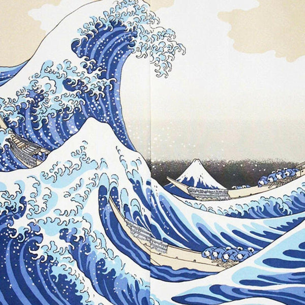 神奈川門簾巨浪印花葛飾北齋藝術日本窗簾