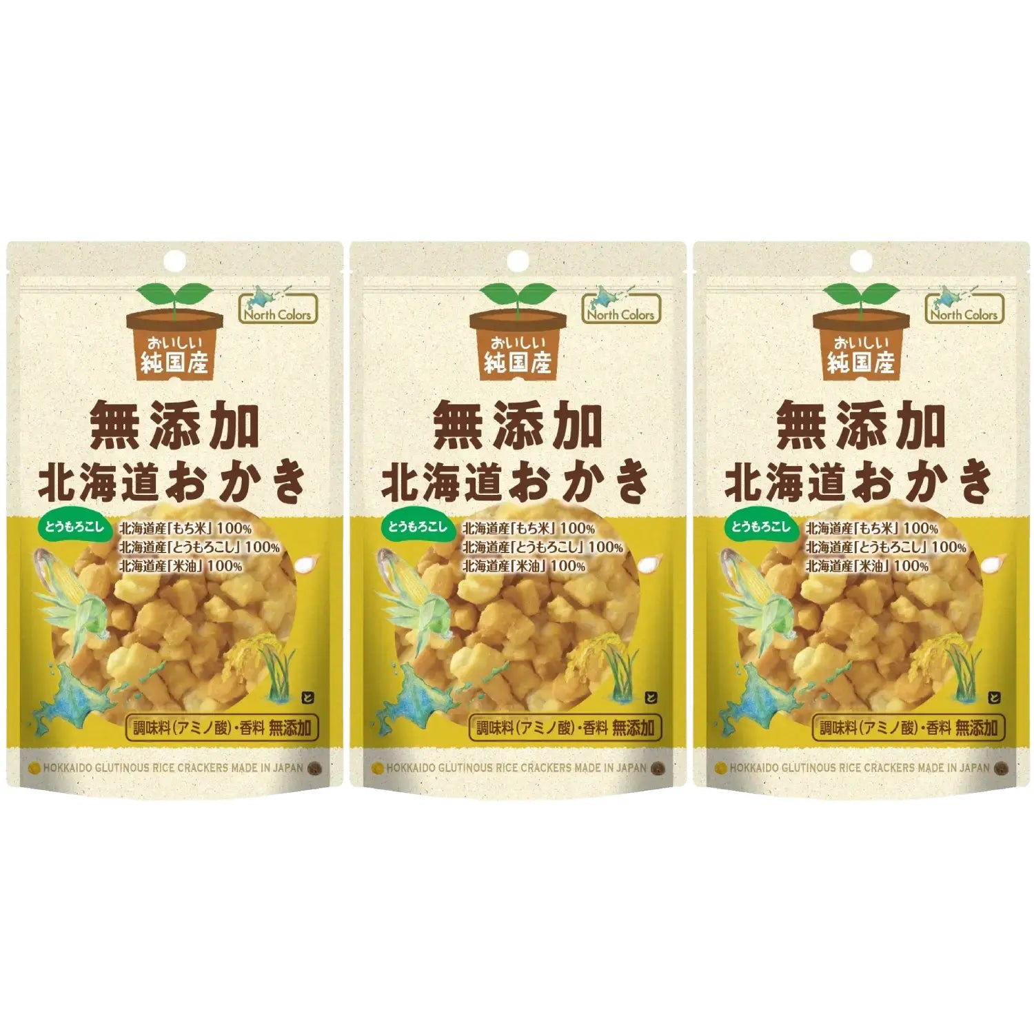 North Colors 無添加北海道岡吉玉米米果 46g (3 包)