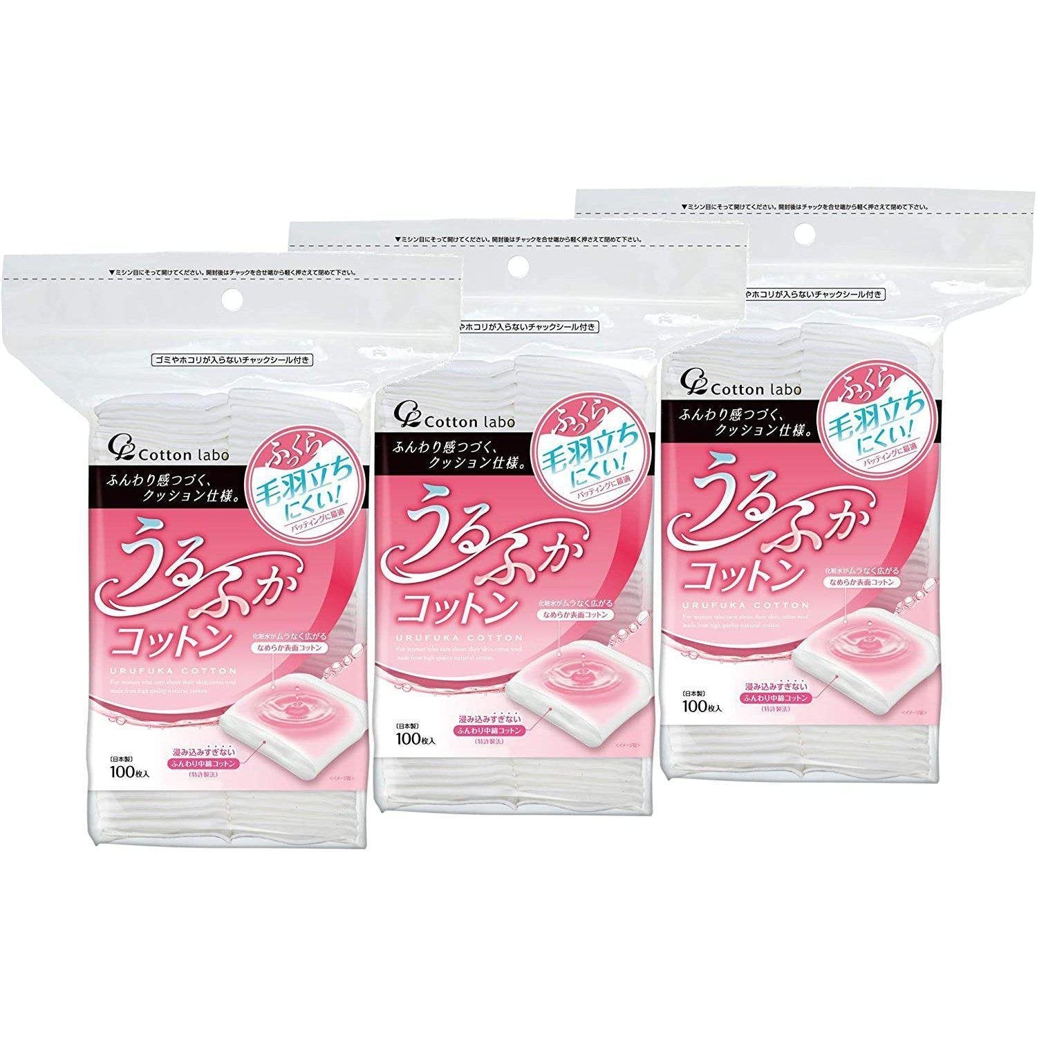 Cotton Labo Urufuka 棉 100 片（3 片裝）