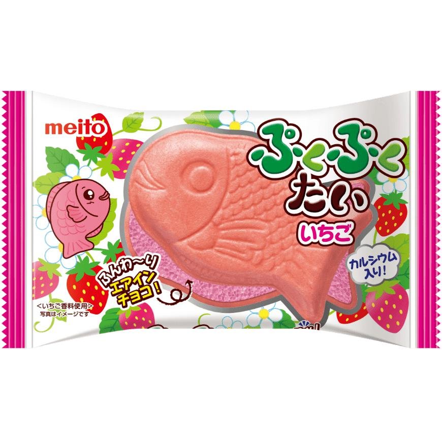 Meito Pukupuku Tai Taiyaki 草莓巧克力夾心魚形最中威化餅（10 件裝）