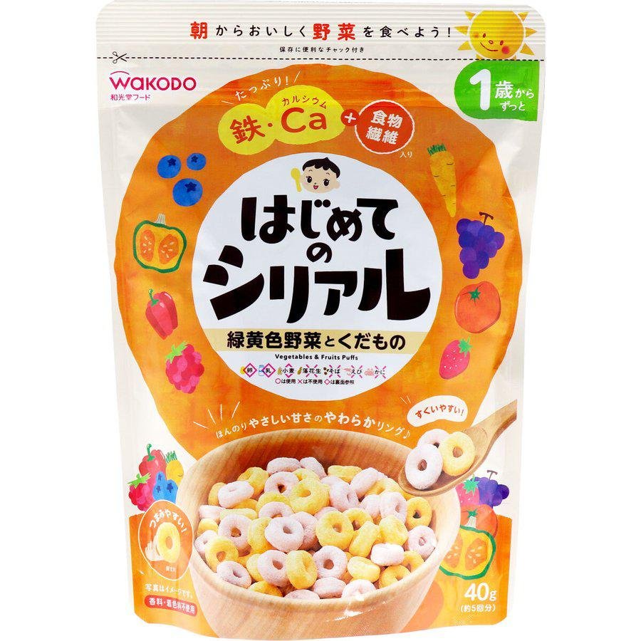 和光堂蔬菜水果泡芙嬰兒早餐穀物+12M 40g