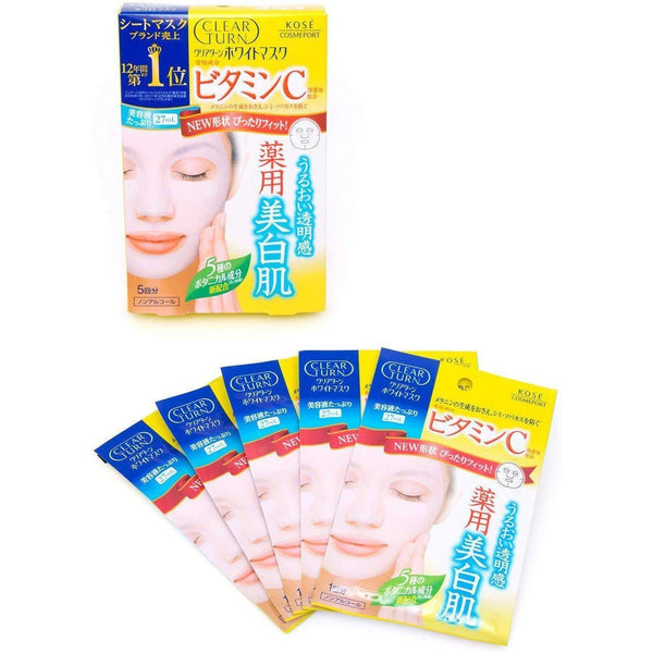 Kosé Clear Turn Mask 維生素 C 防曬面膜 5 片裝
