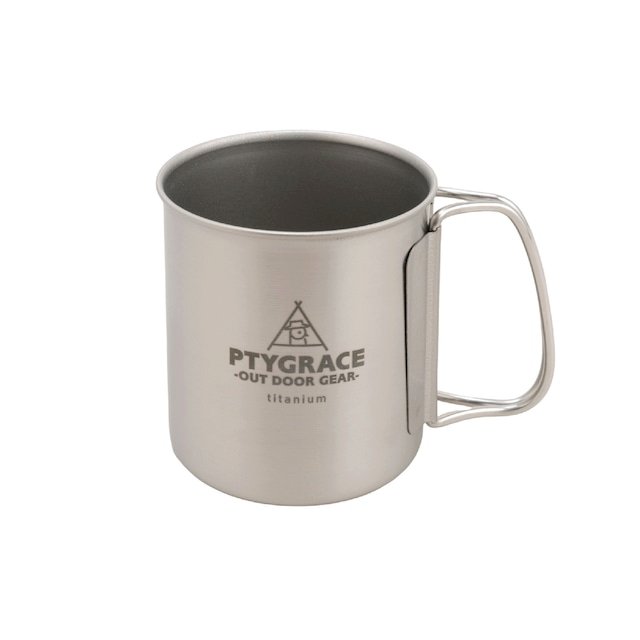 Ptygrace 折疊手柄緊湊型鈦金屬咖啡杯，適合露營