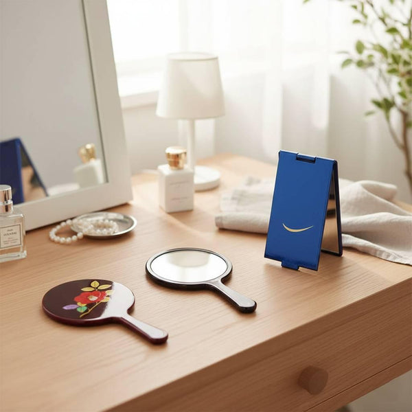 靛藍色漆立鏡新月圖案