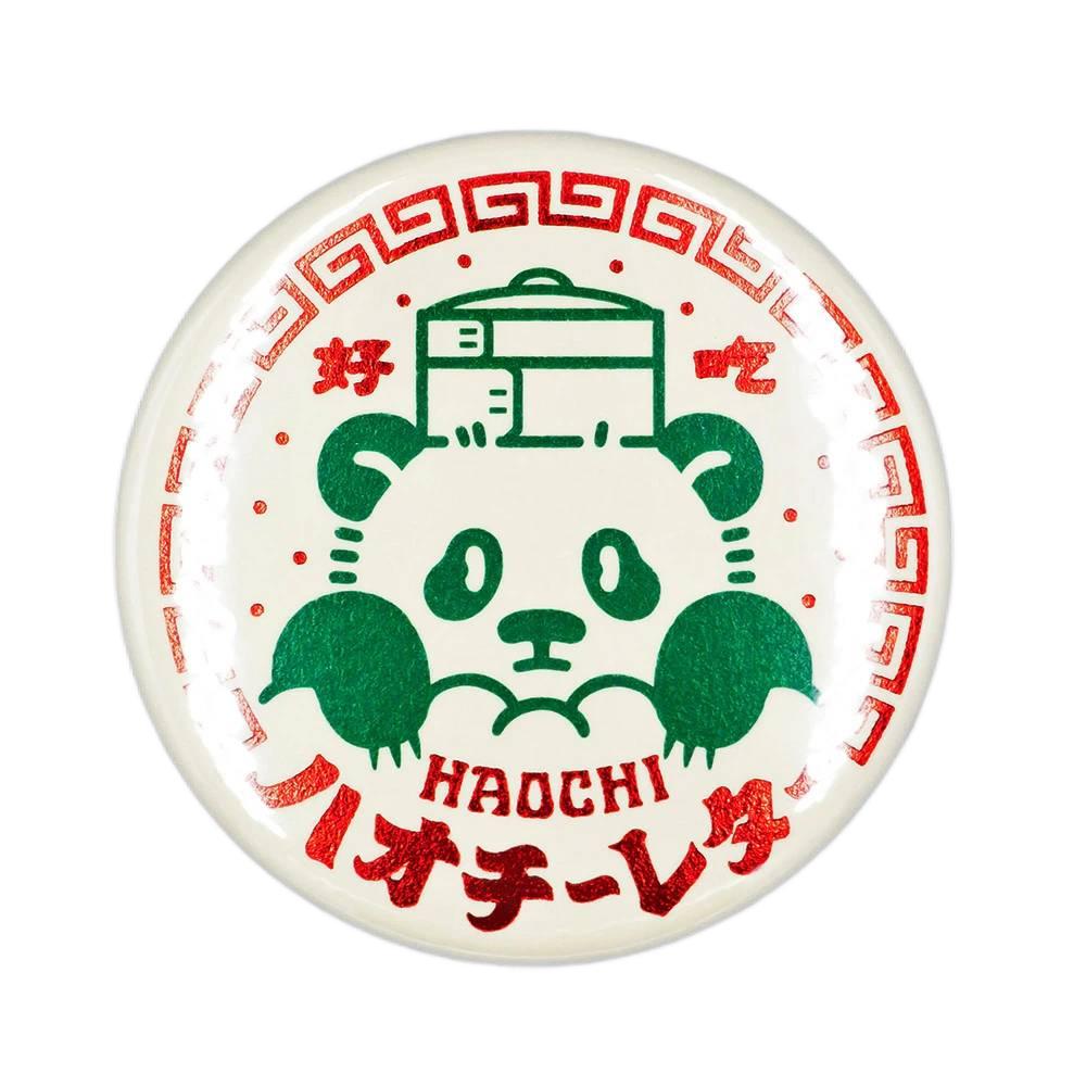 六角復古箔燙印別針徽章好池熊貓設計