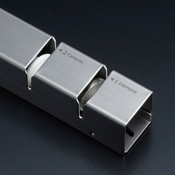 下村手持式鑽石和陶瓷雙菜刀磨刀器