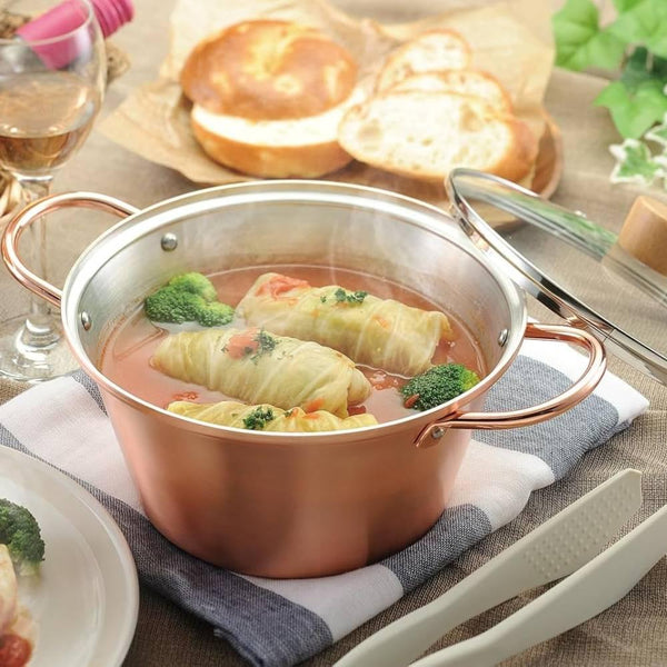 Tanabe 高導銅帶柄帶蓋燉鍋 15 厘米