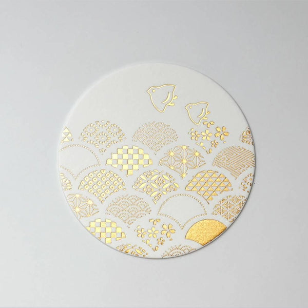 厚紙杯墊優雅金箔 Seigaha 波浪圖案 3 克拉。
