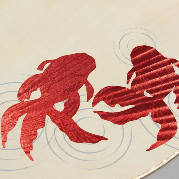 Uchiwa 非折疊紙扇箔印楓木和金魚
