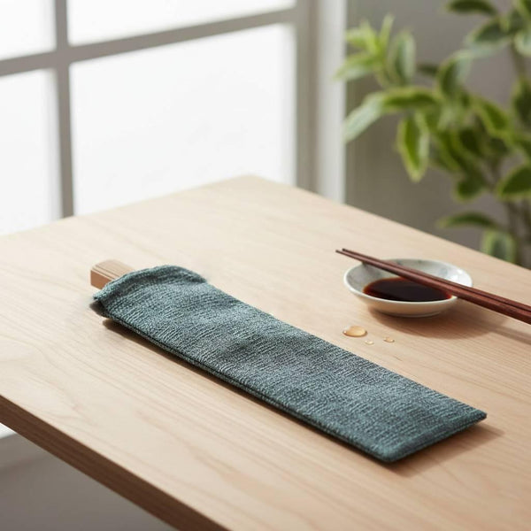 Yamani 100% 棉藍色 Sensu 盒折疊扇布包 24 厘米