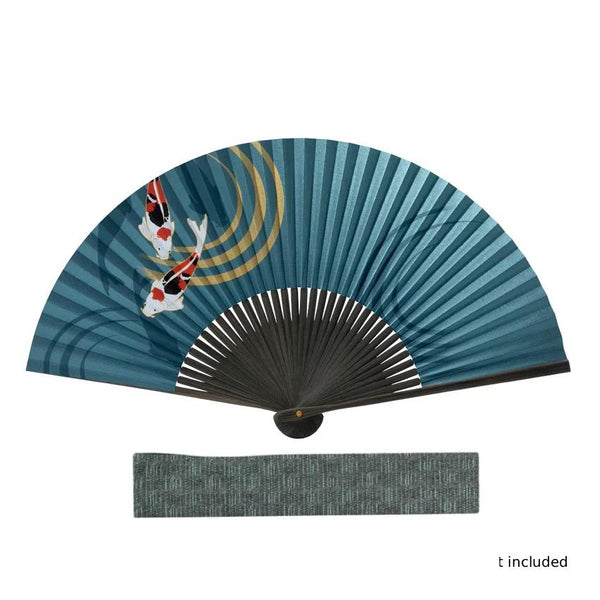 Yamani 100% 棉藍色 Sensu 盒折疊扇布包 24 厘米