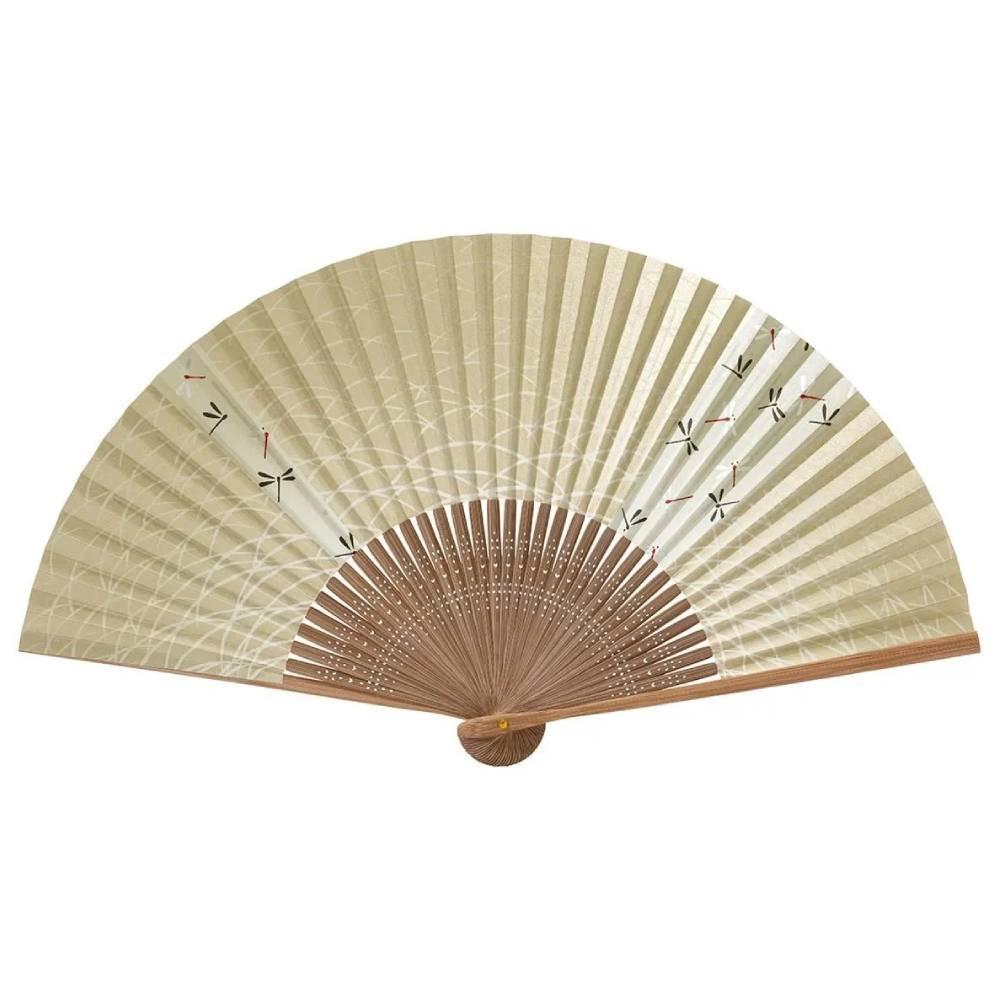 Yamani Dragonfly Design 金色 Sensu 手持折扇 21.5 厘米